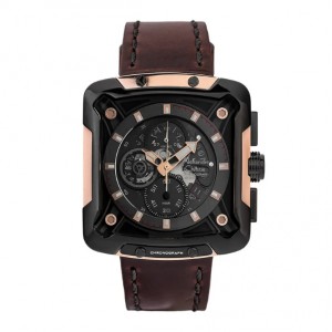 Alexandre Christie AC 3039 Rosegold Brown Leather Man MCLBRBA